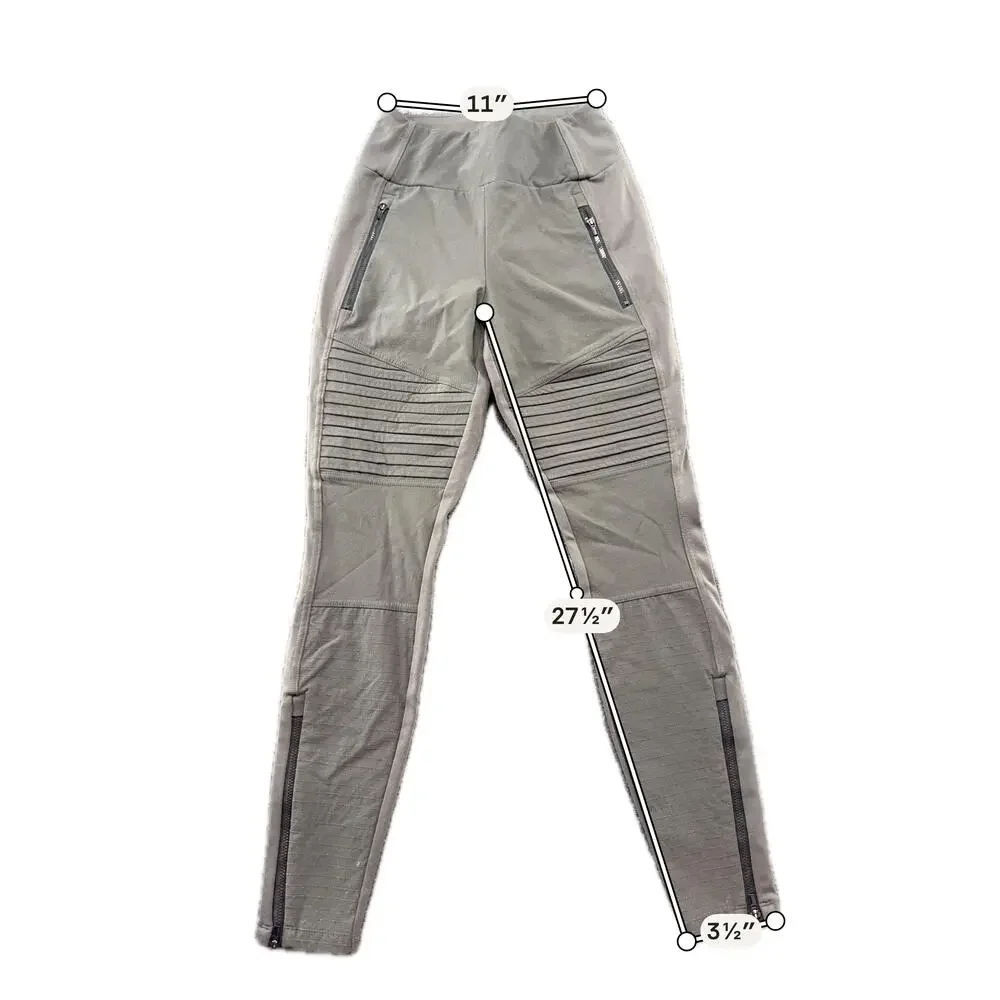 Athleta Headlands Hybrid Moto Tight Leggings Womens 4 Green Ankle Zip Pockets